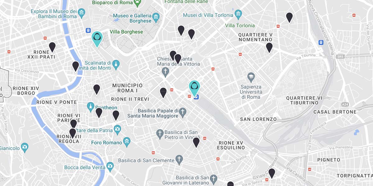 Mappa dei negozi IQOS in una zona di Roma