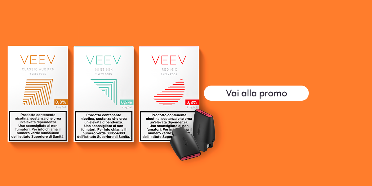 Vai alla Promo Bundle VEEV pod 3 per 2 per acquistare tre confezioni di VEEV pod a prezzo speciale