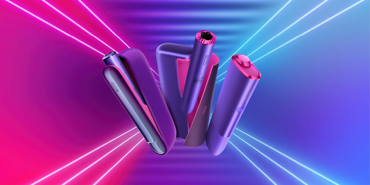 Riscaldatori di tabacco IQOS ILUMA Limited Edition Neon Purple dai colori magenta e viola