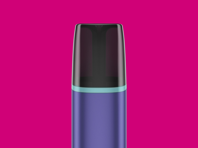 Close up of VEEV ONE vape mouthpiece on a pink background