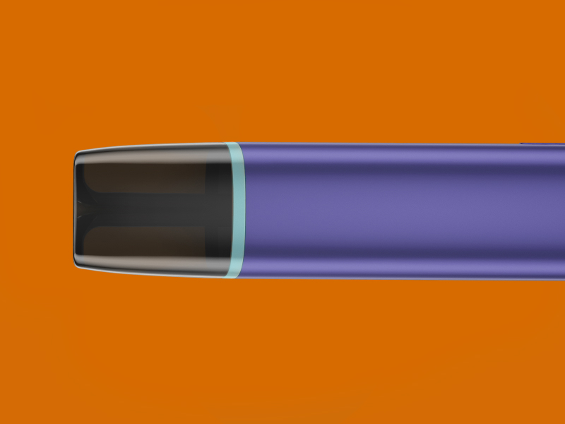 Close up del dispositivo VEEV ONE  con bocchino su uno sfondo arancione