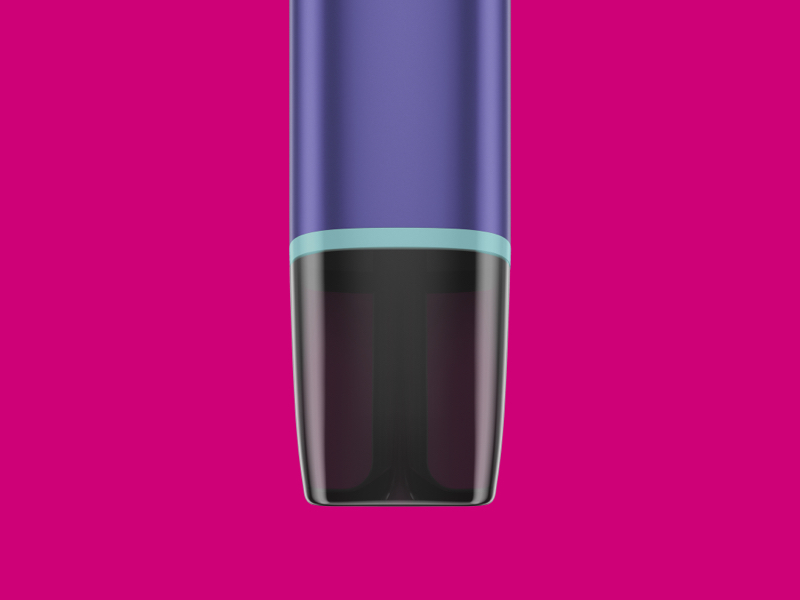 Close up of VEEV ONE vape mouthpiece on a pink background