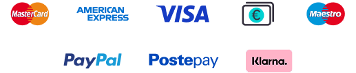 Mastercard, American Express, Visa, Contrassegno, Maestro, PayPal, Postepay, Klarna