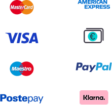 Mastercard, American Express, Visa, Contrassegno, Maestro, PayPal, Postepay, Klarna