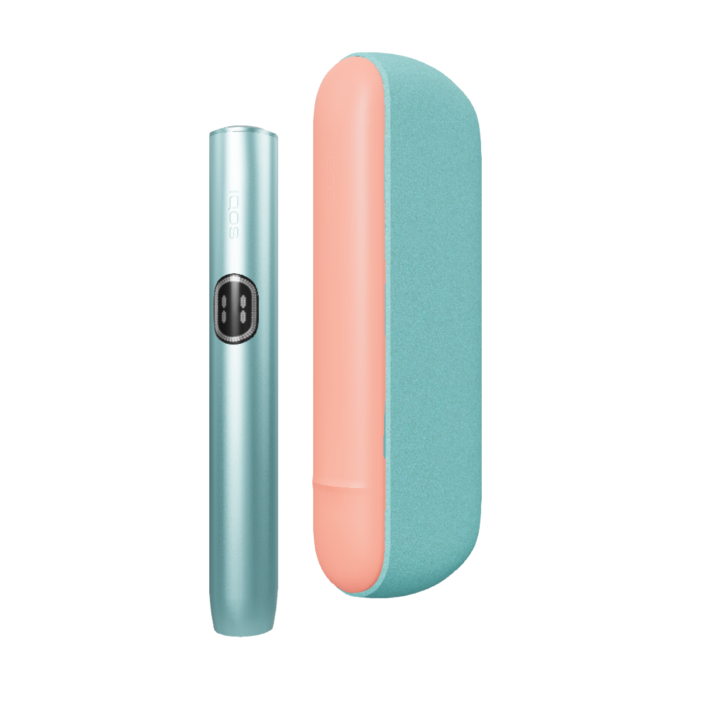 IQOS ILUMA i Breeze Blue + Cover laterale Neon Matt Coral