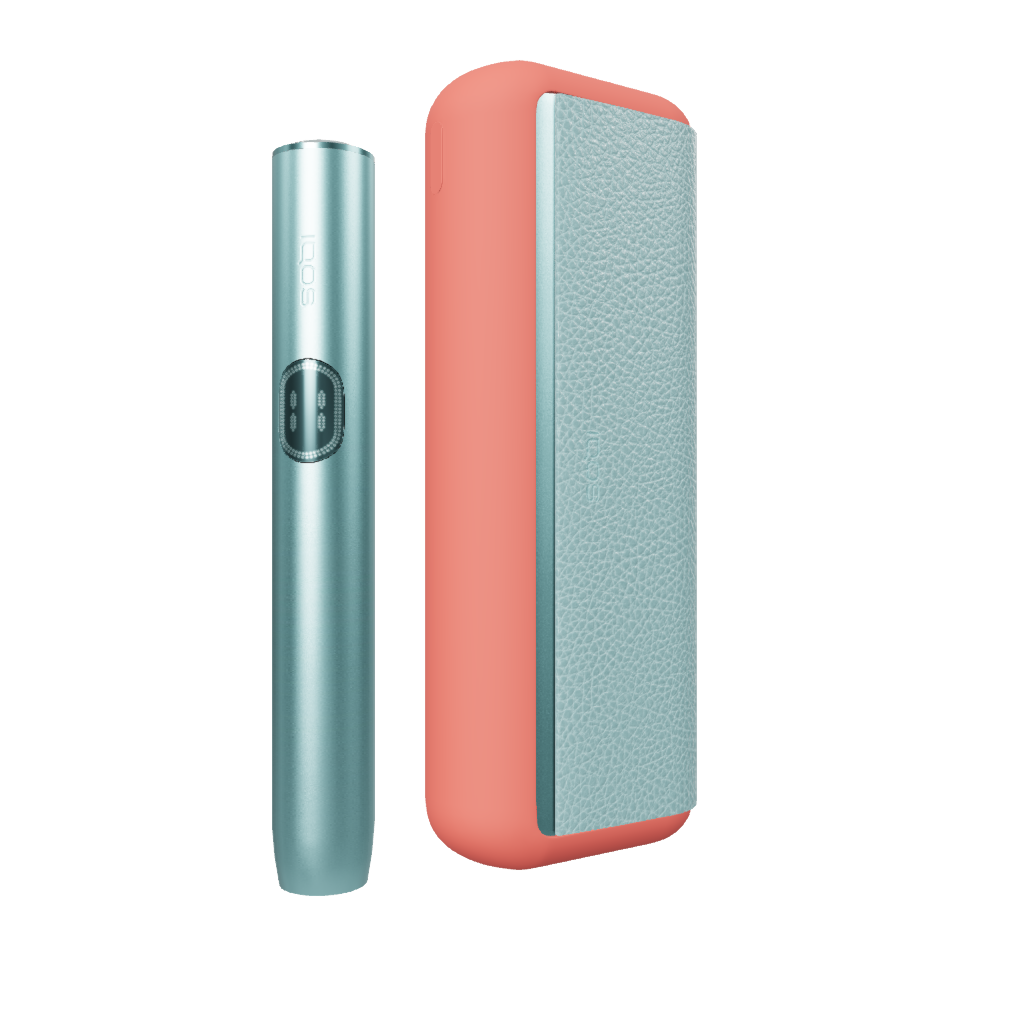 IQOS ILUMA i PRIME Breeze Blue + Cover in silicone Bright Coral