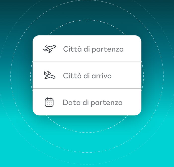 Città di partenza - Città di arrivo - Data di partenza