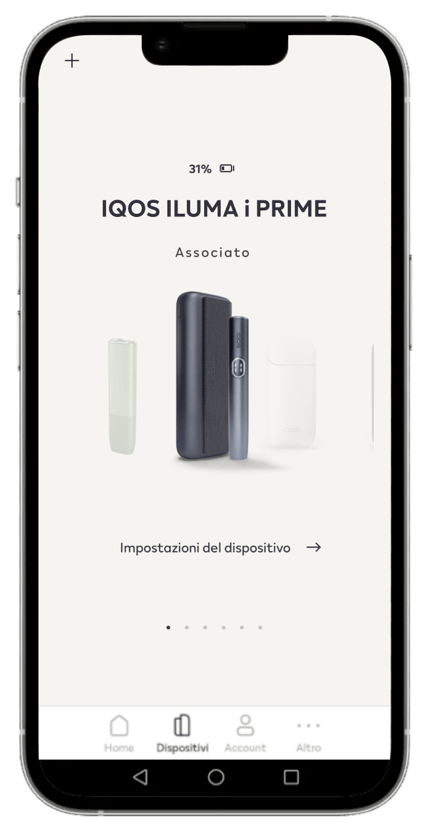 L'IQOS App su un telefono cellulare.